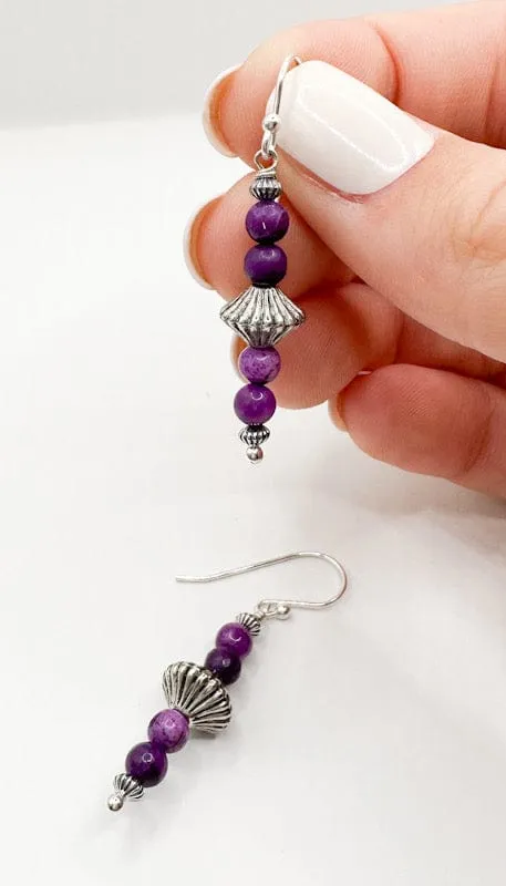 Logan Earrings - Purple Agate