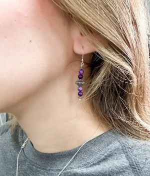 Logan Earrings - Purple Agate