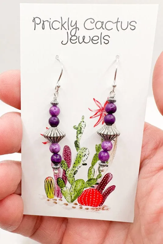 Logan Earrings - Purple Agate