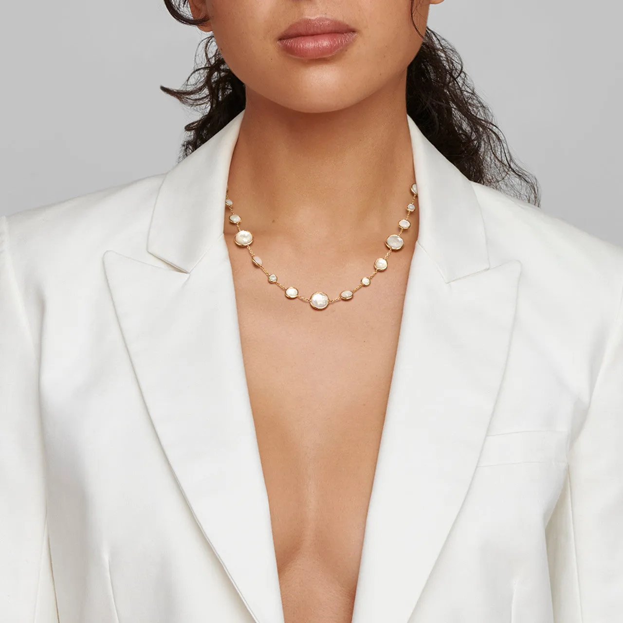 Lollitini Short Mother of Pear Necklace in 18K Gold