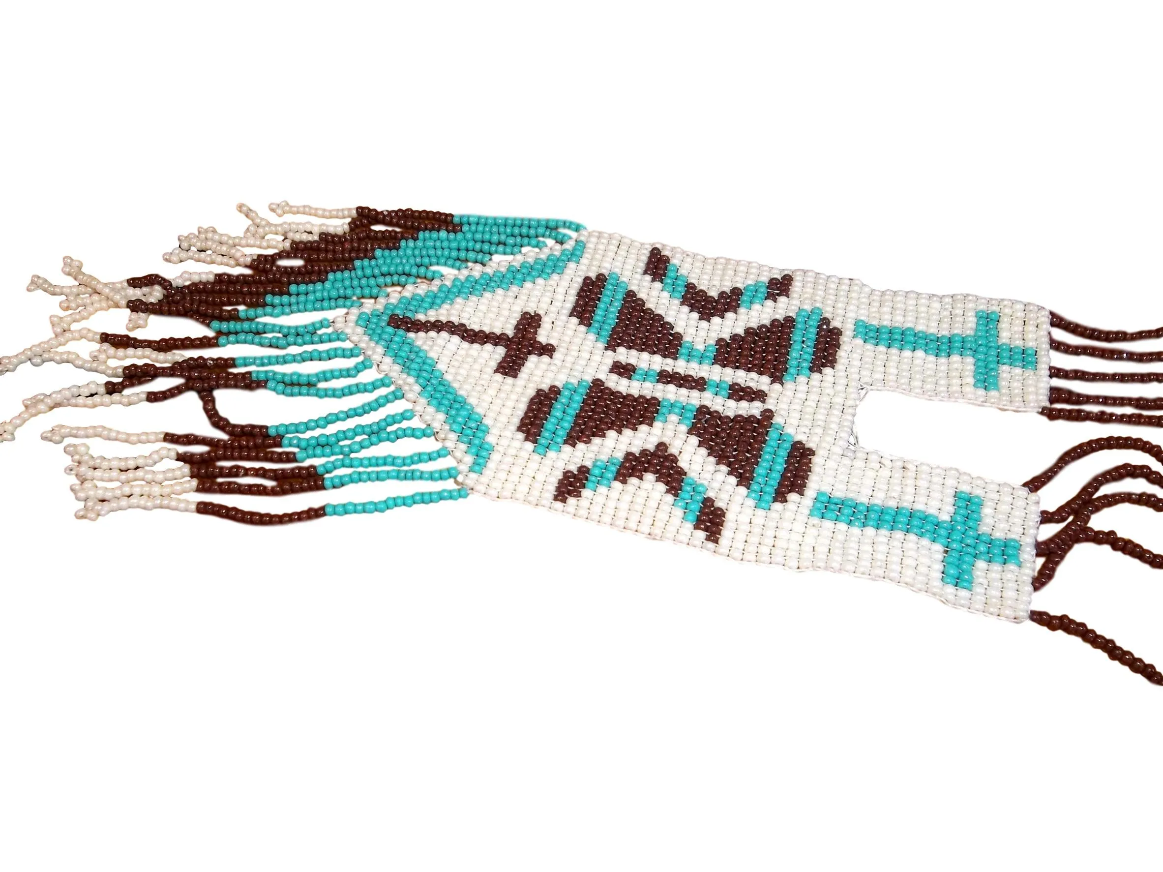 Long Teal/Brown/White Necklace