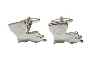 Louisiana State Map Shape and Flag Design Cufflinks