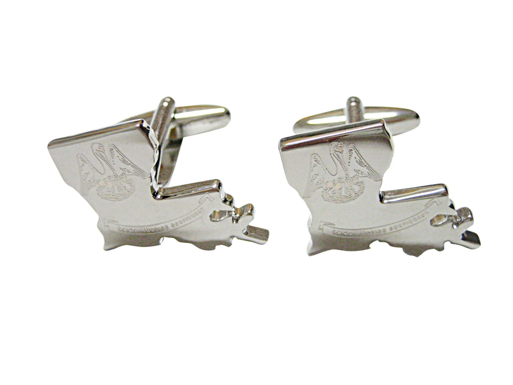 Louisiana State Map Shape and Flag Design Cufflinks