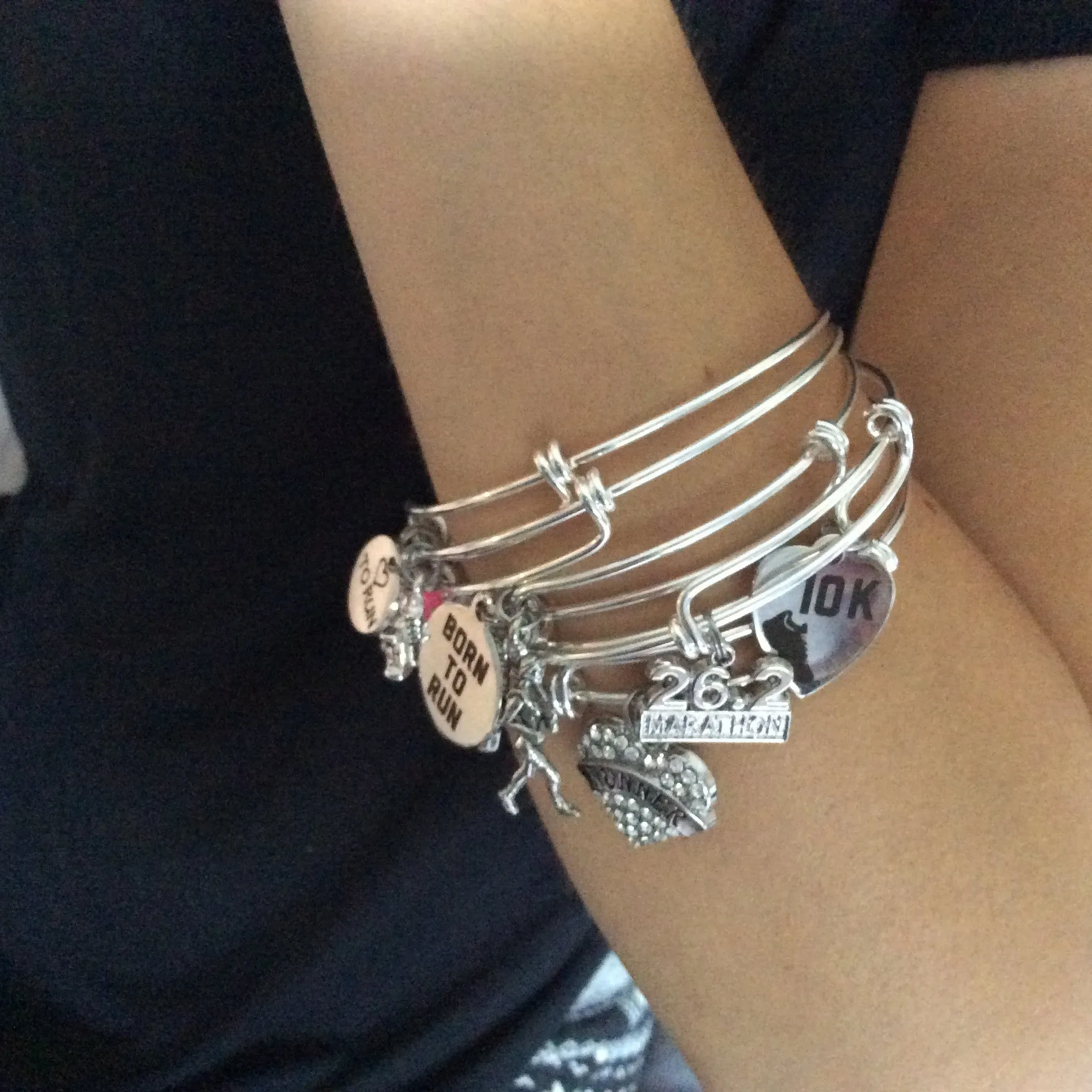 Love to Cheer Cheerleader Expandable Silver Charm Bracelet Adjustable Wire Bangle Handmade Gift Trendy Stacking Bangles