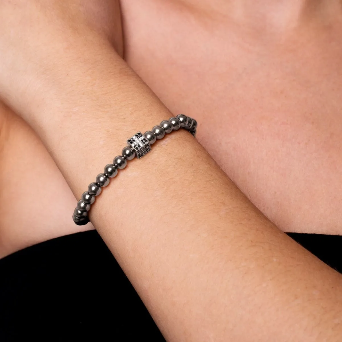 Lucky | Silver | Crystal Dice Charm Bracelet