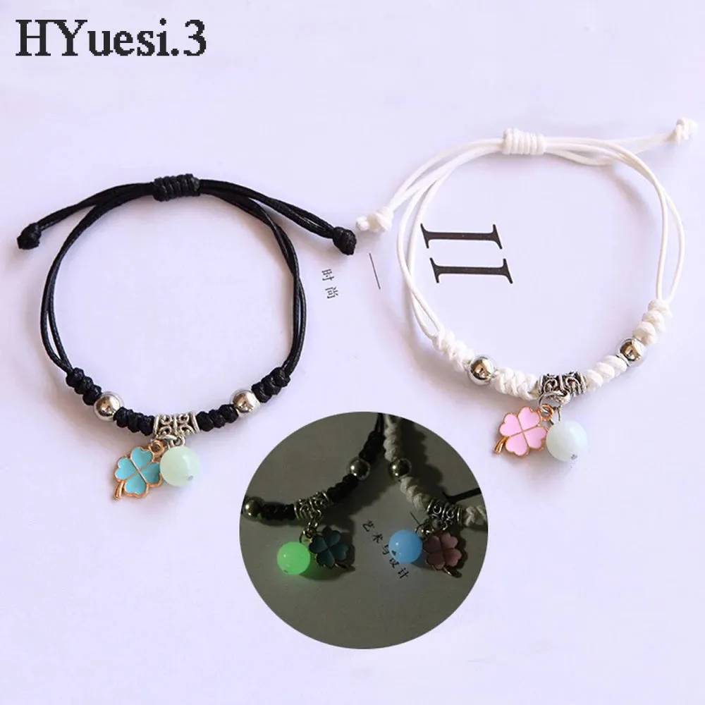 Luminous Beads Star Couple Bracelets For Women Men Charm Cat Flower Heart Key Lock Cross Matching Bracelets