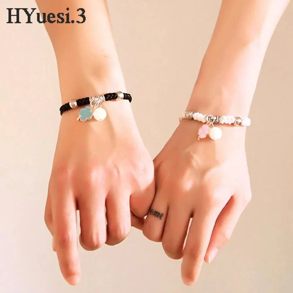 Luminous Beads Star Couple Bracelets For Women Men Charm Cat Flower Heart Key Lock Cross Matching Bracelets