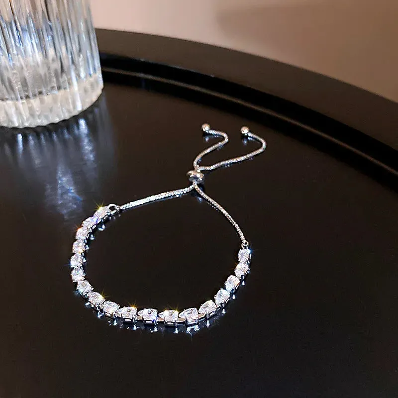 Luxury Adjustable Geometric Rhinestone Bracelet Women Wedding Jewelry