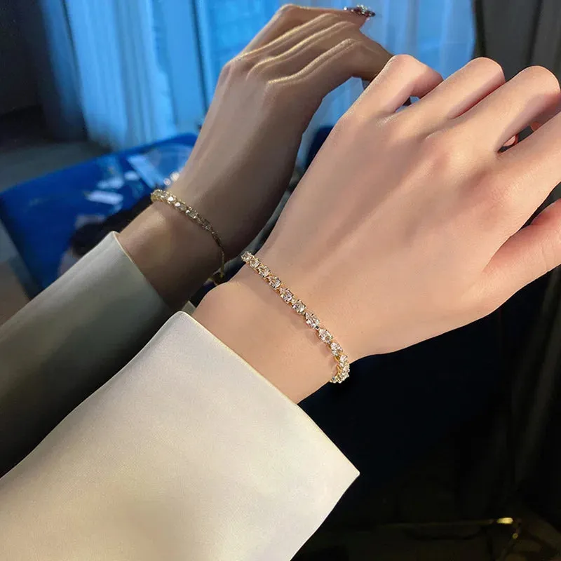 Luxury Adjustable Geometric Rhinestone Bracelet Women Wedding Jewelry
