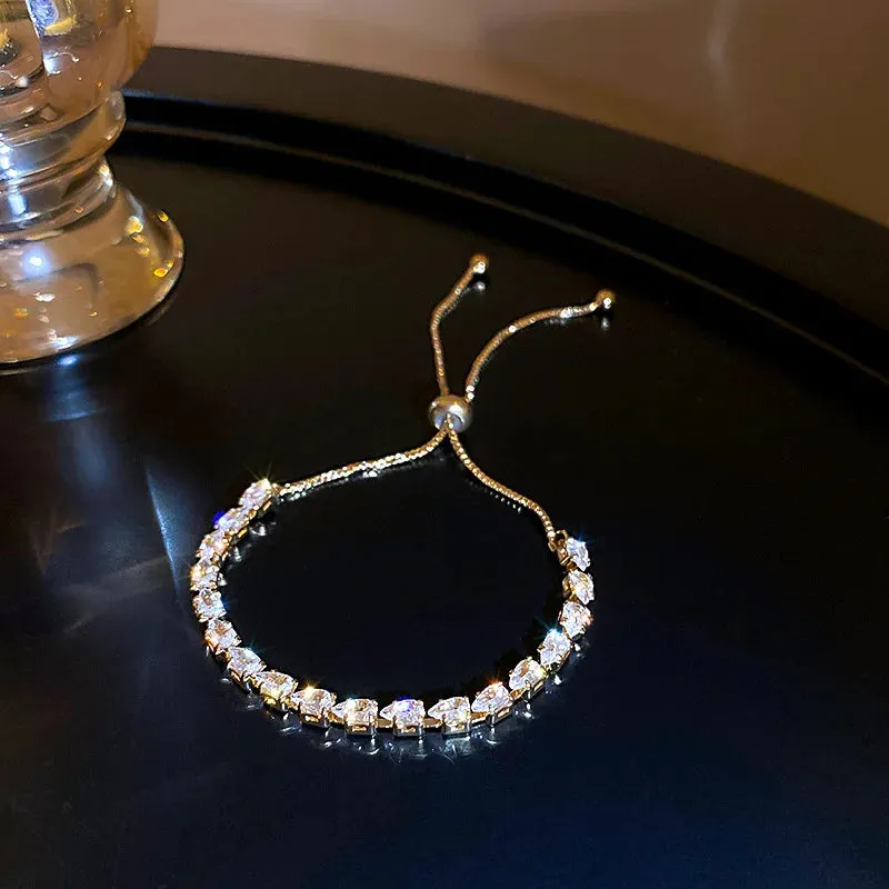 Luxury Adjustable Geometric Rhinestone Bracelet Women Wedding Jewelry