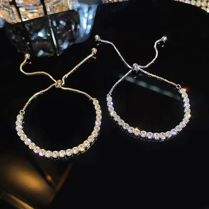 Luxury Adjustable Geometric Rhinestone Bracelet Women Wedding Jewelry