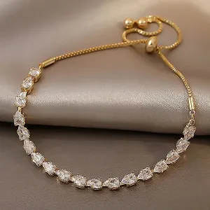 Luxury Adjustable Geometric Rhinestone Bracelet Women Wedding Jewelry