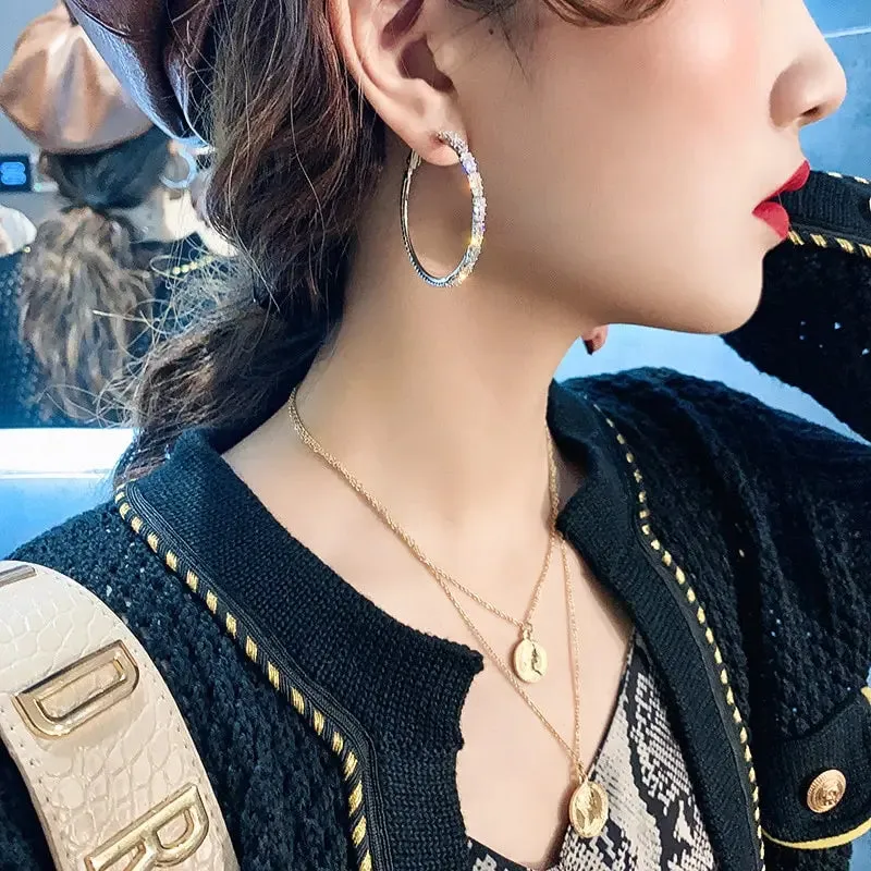 Luxury Big Circle Hoop Earrings For Women Wedding Jewelry