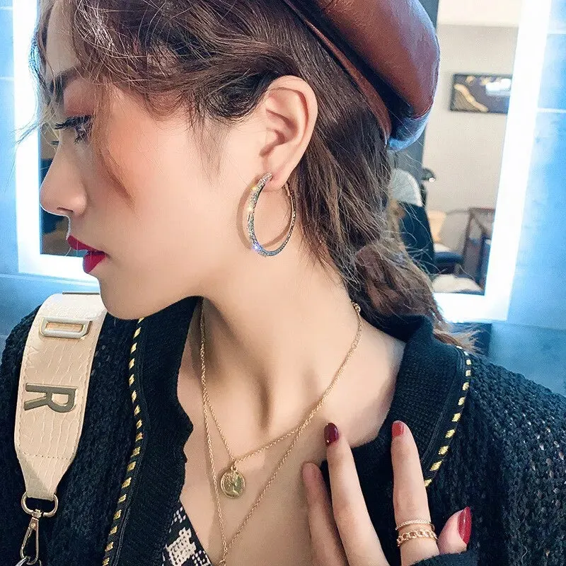 Luxury Big Circle Hoop Earrings For Women Wedding Jewelry