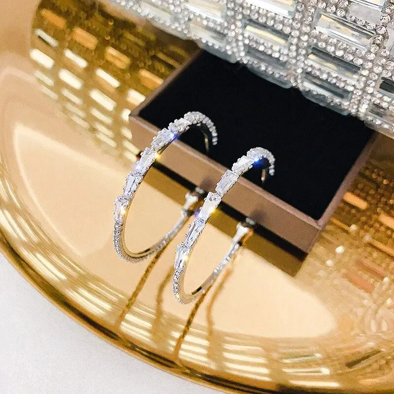 Luxury Big Circle Hoop Earrings For Women Wedding Jewelry