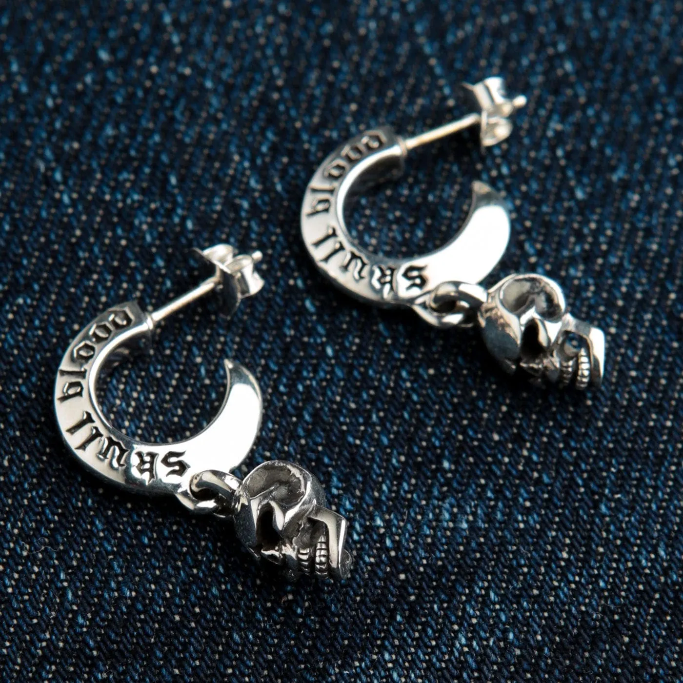 Mad Dangle Skull Sterling Silver Men's Earrings