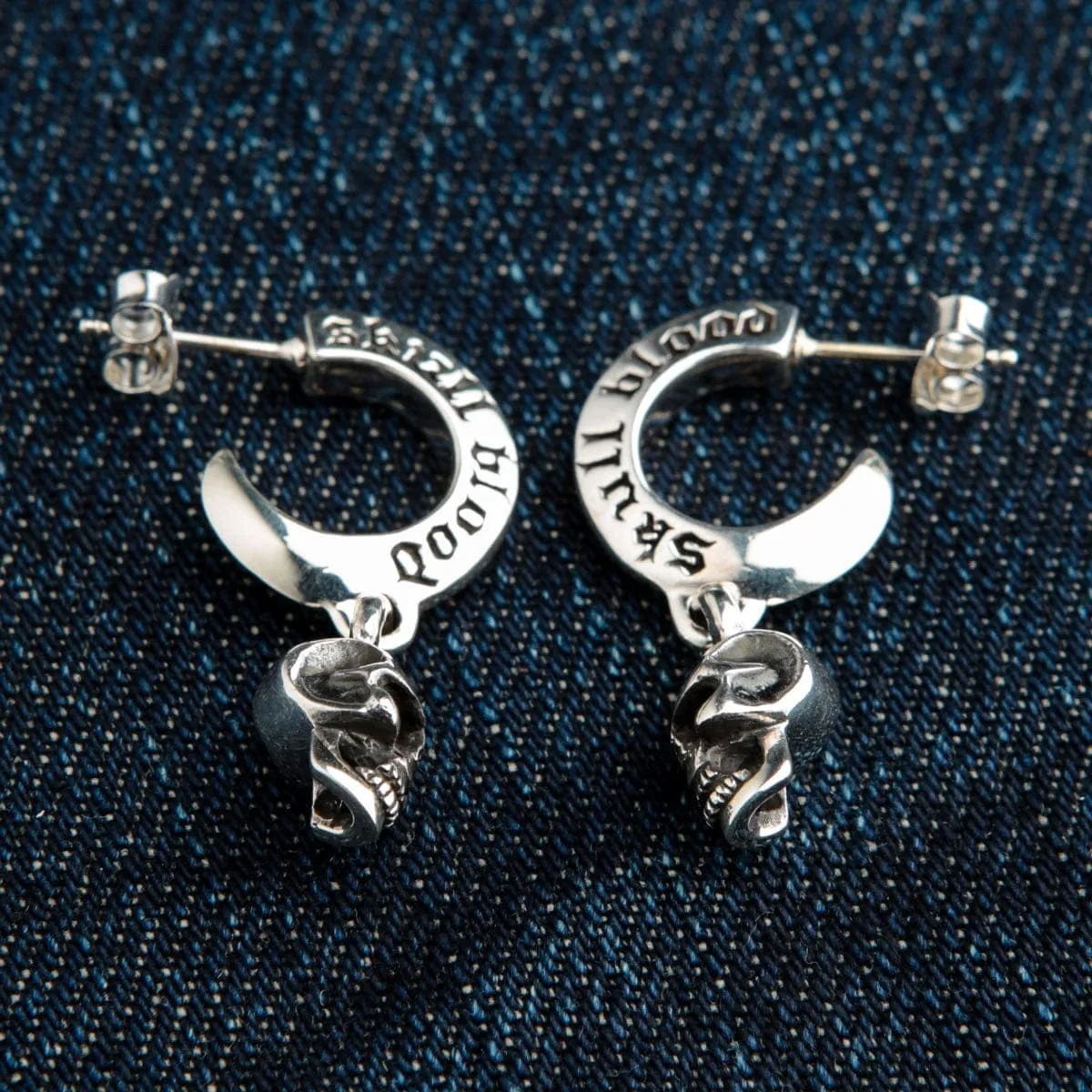 Mad Dangle Skull Sterling Silver Men's Earrings