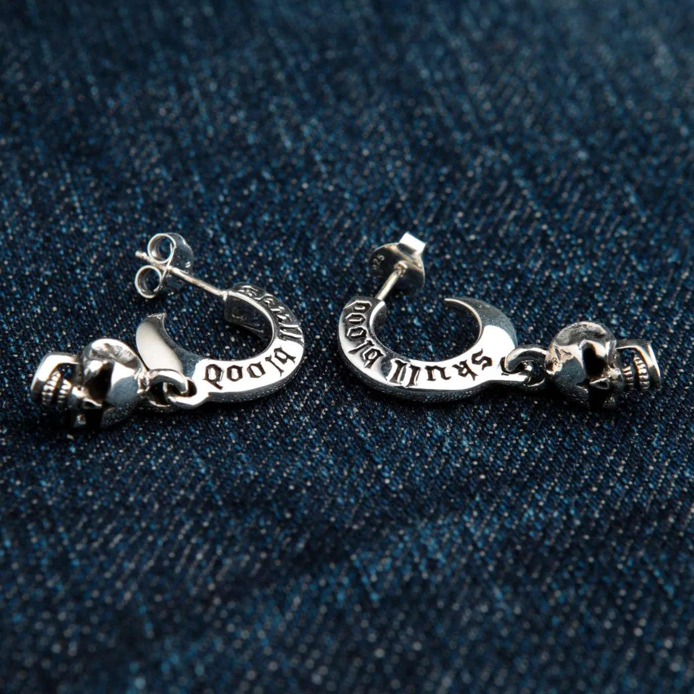 Mad Dangle Skull Sterling Silver Men's Earrings