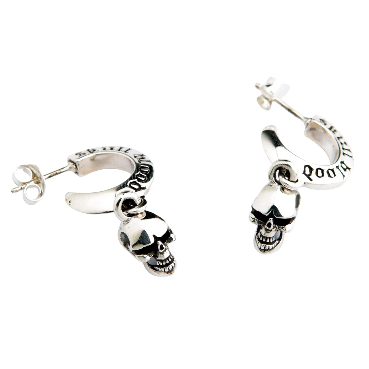 Mad Dangle Skull Sterling Silver Men's Earrings