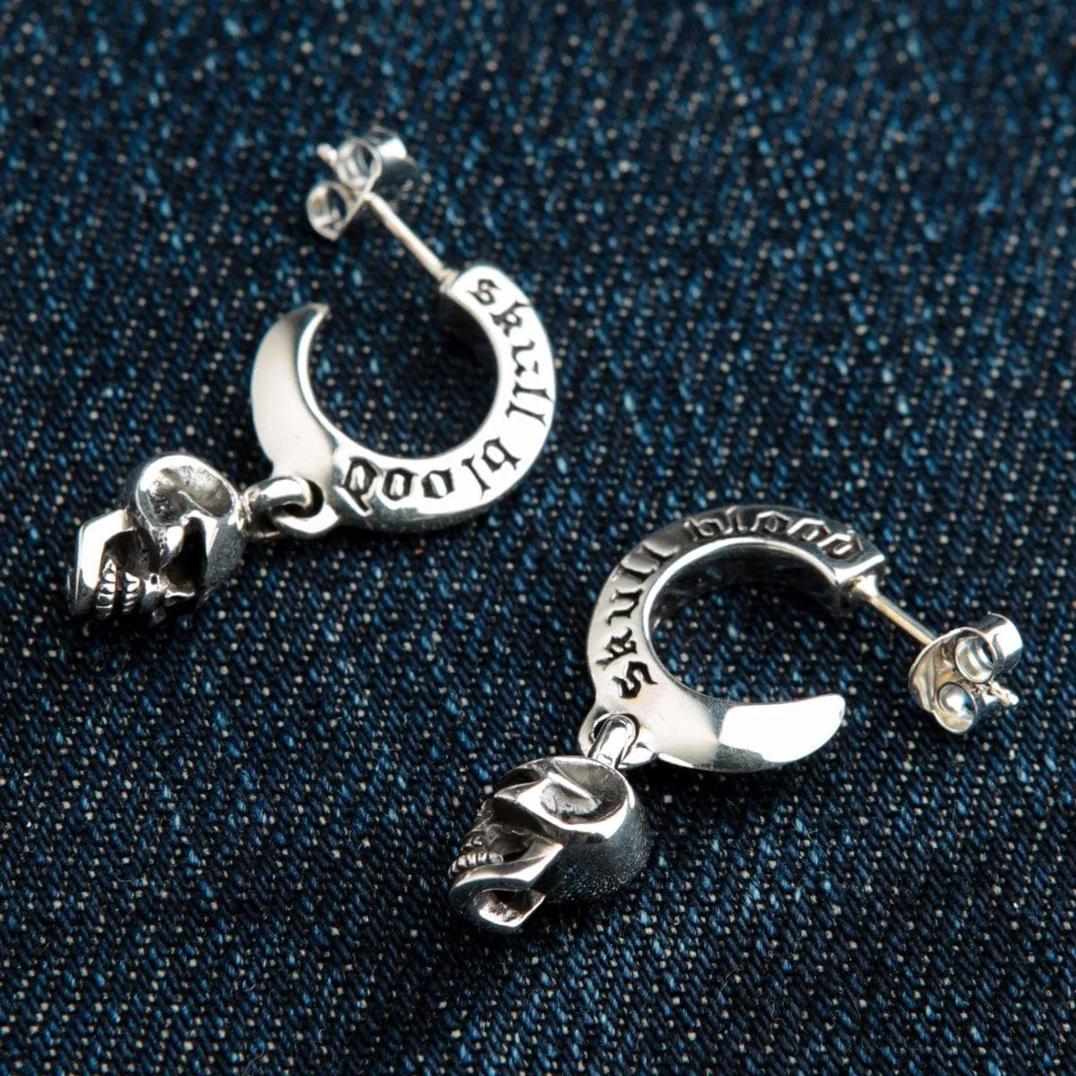 Mad Dangle Skull Sterling Silver Men's Earrings
