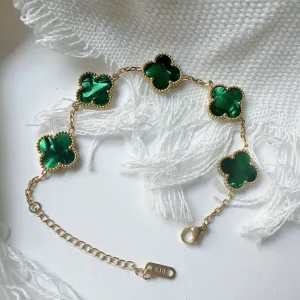 MARBLE STONE CLOVER LINK BRACELET | FOREST GREEN