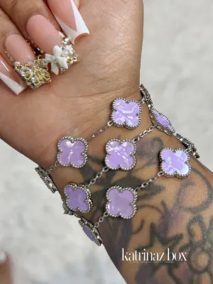 MARBLE STONE CLOVER LINK BRACELET | LAVENDER PURPLE