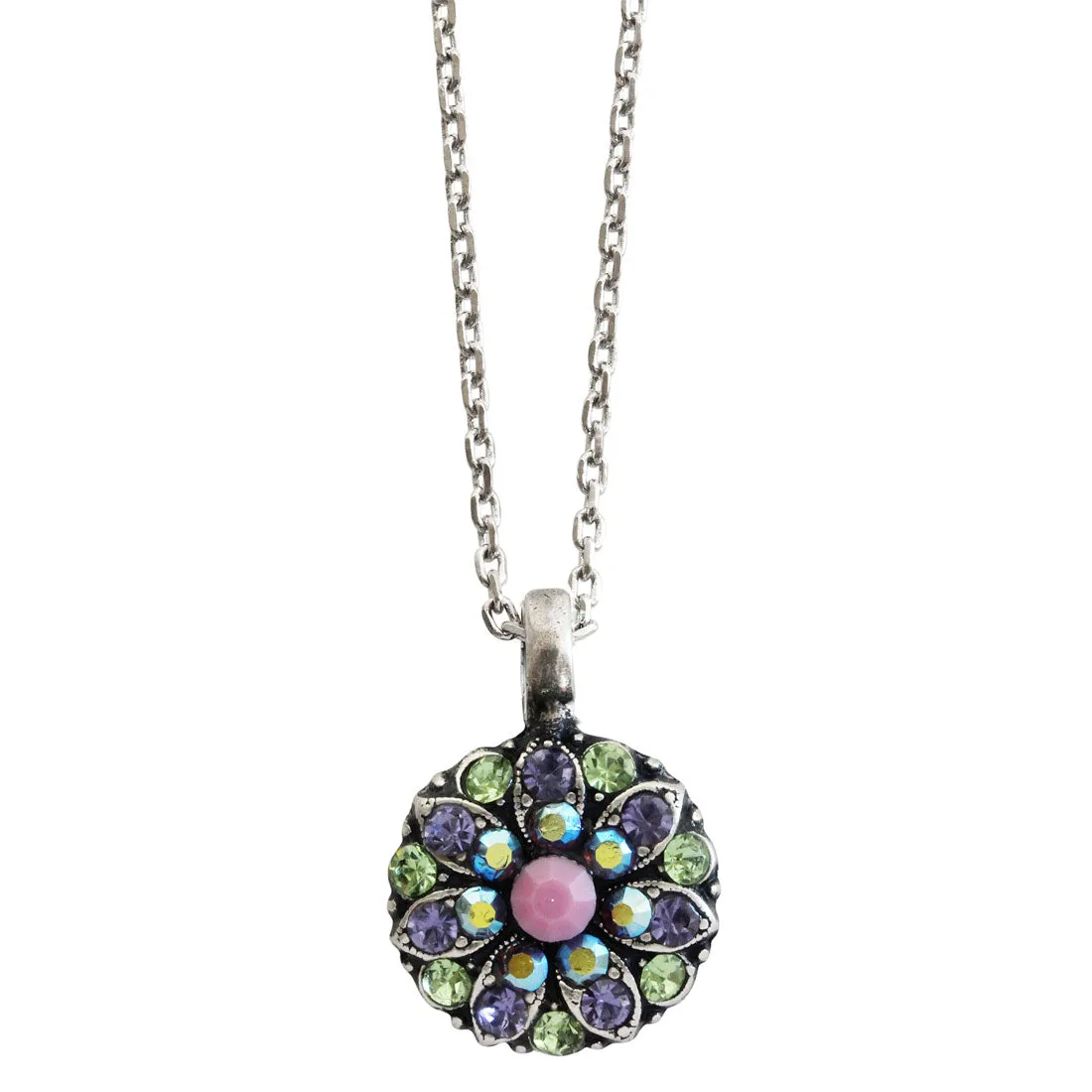 Mariana "Flower Power" Guardian Angel Silver Plated Pendant Crystal Necklace, 5212 27