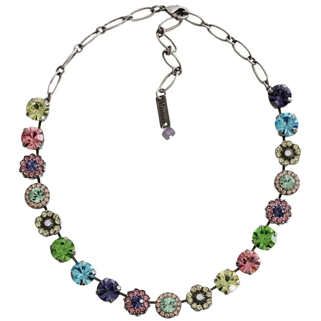 Mariana "Flower Power" Silver Plated Lovable Rosette Crystal Necklace, 3084 803