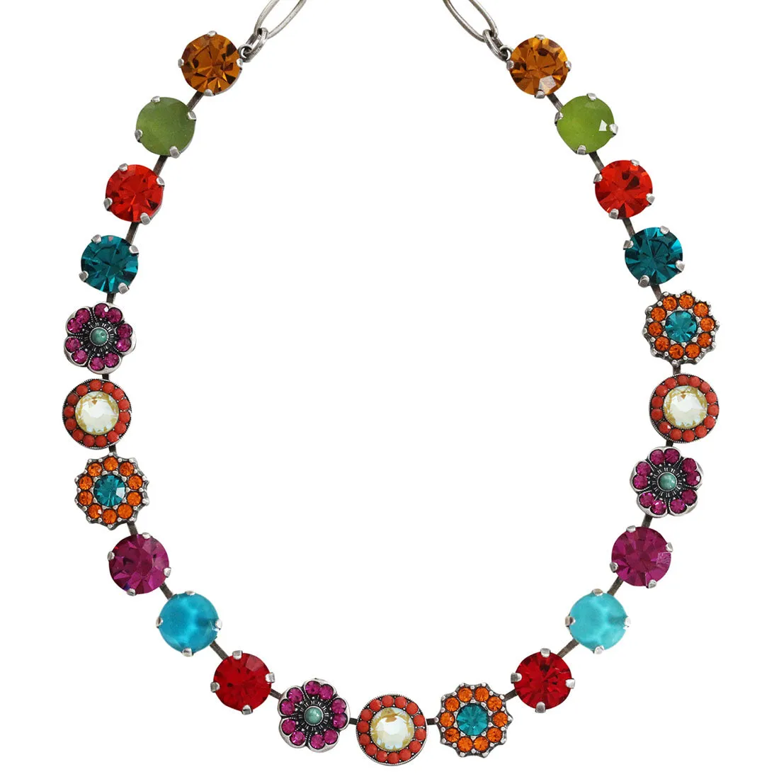 Mariana "Masai" Silver Plated Lovable Mixed Element Crystal Necklace, 3045/1 M1077