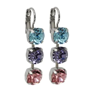 Mariana "Pastel Rainbow" Rhodium Plated Three Stone Crystal Earrings, 1440/1 144ro