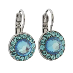 Mariana "Sun-Kissed Aqua" Rhodium Plated Must-Have Round Pavé Crystal Earrings, 1129 263143ro