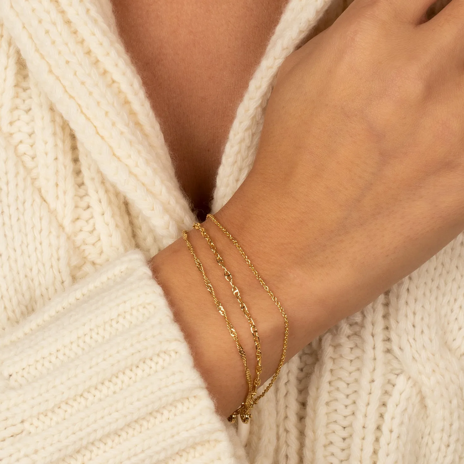 Mariner & Rope Chain Bracelet Combo Set