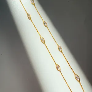 Marquise Crystal Necklace |Box Chain