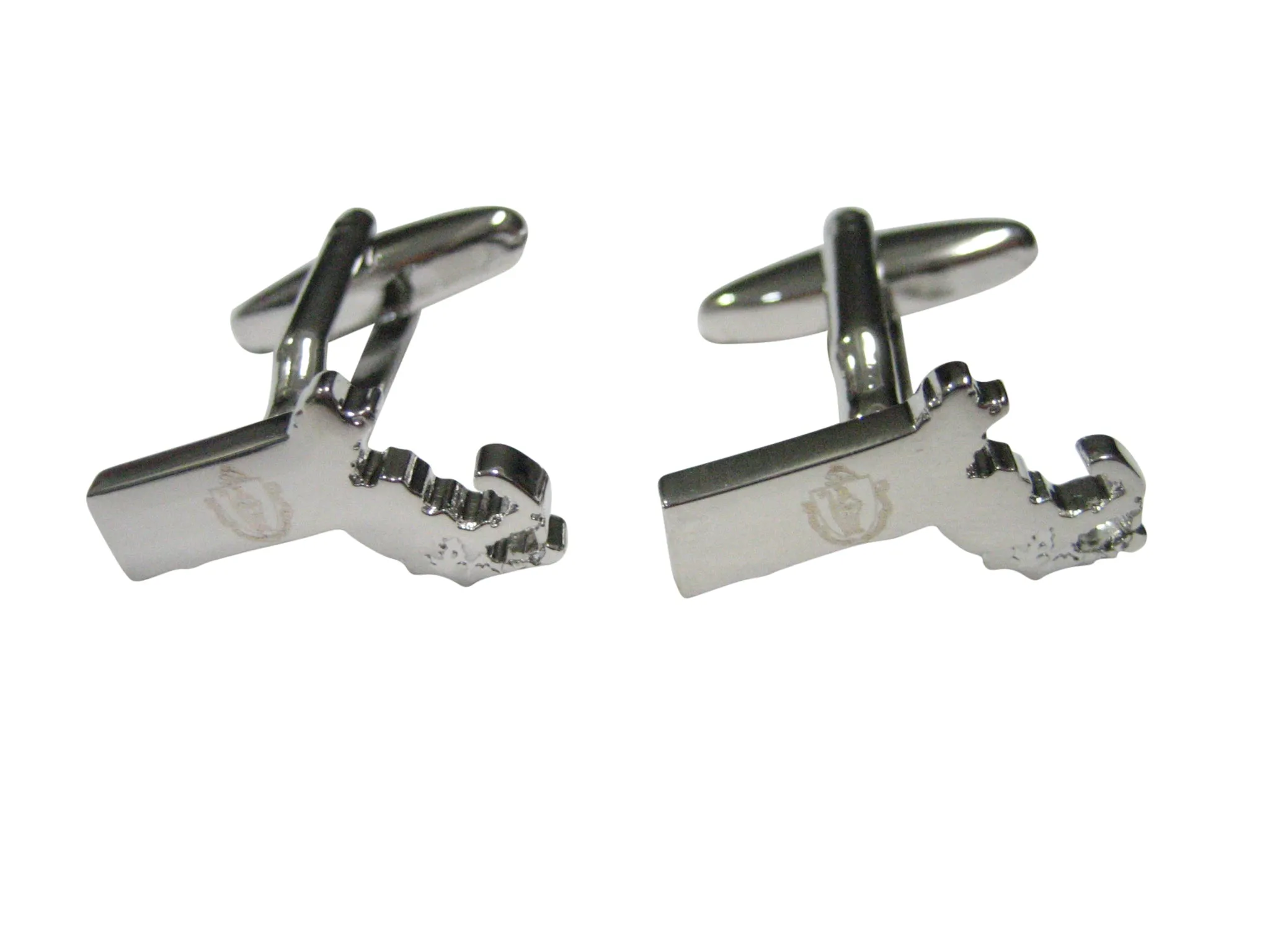Massachusetts State Map Shape and Flag Design Cufflinks
