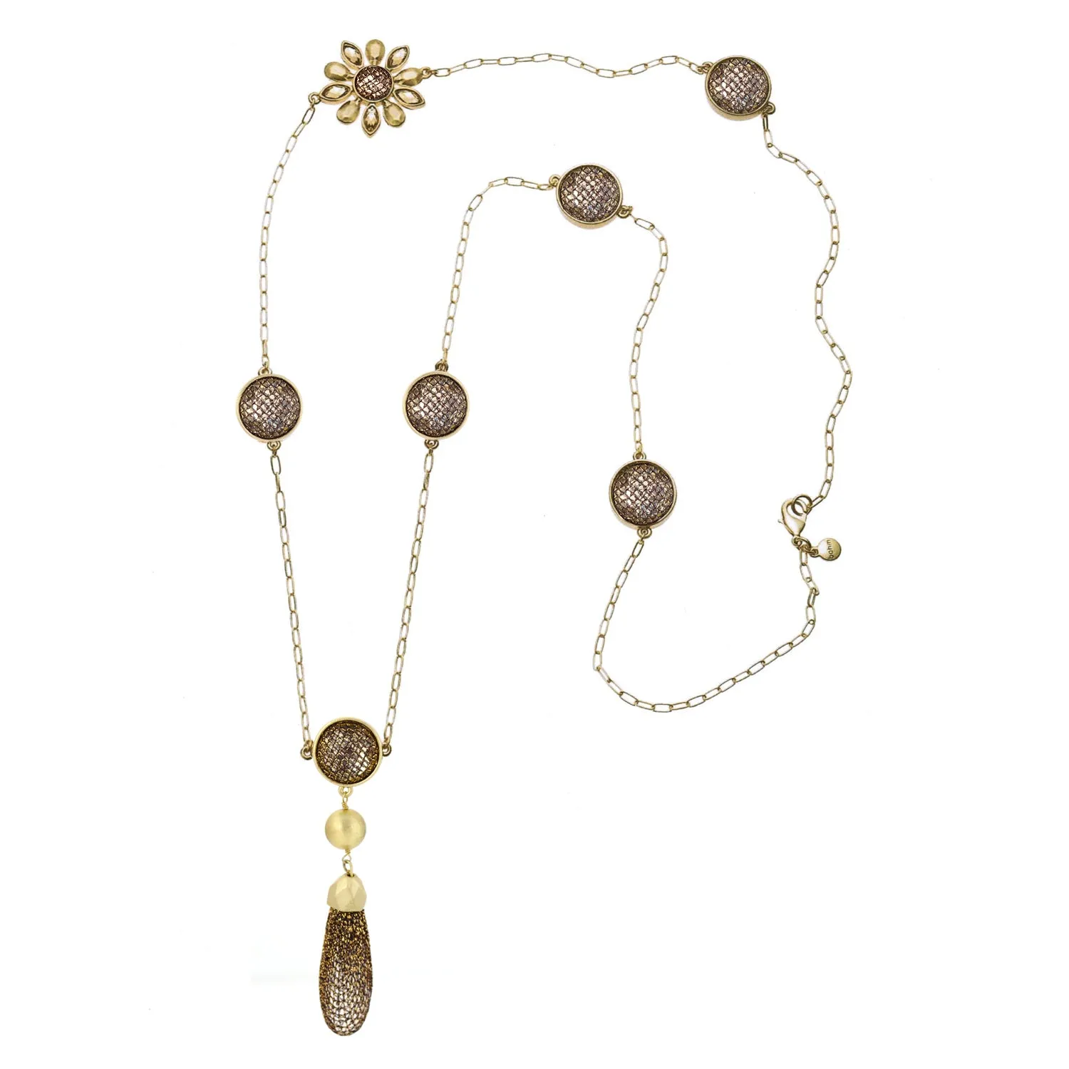 MATTE GOLD YELLOW CRYSTAL  NECKLACES #248GD1601 (10F3)