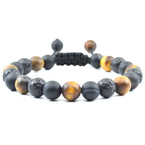 Matte Tiger's Eye, Matte Black Banded Agate, Lava