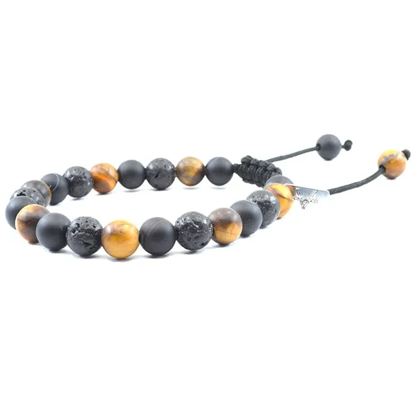 Matte Tiger's Eye, Matte Black Banded Agate, Lava