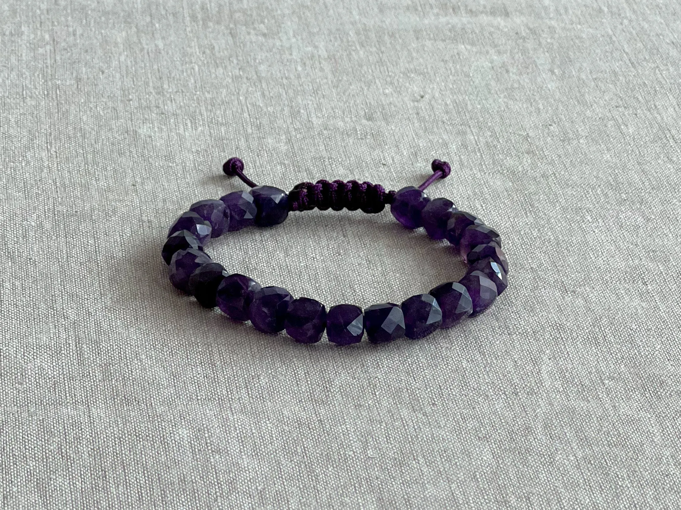 Men's Amethyst Adjustable Bracelet