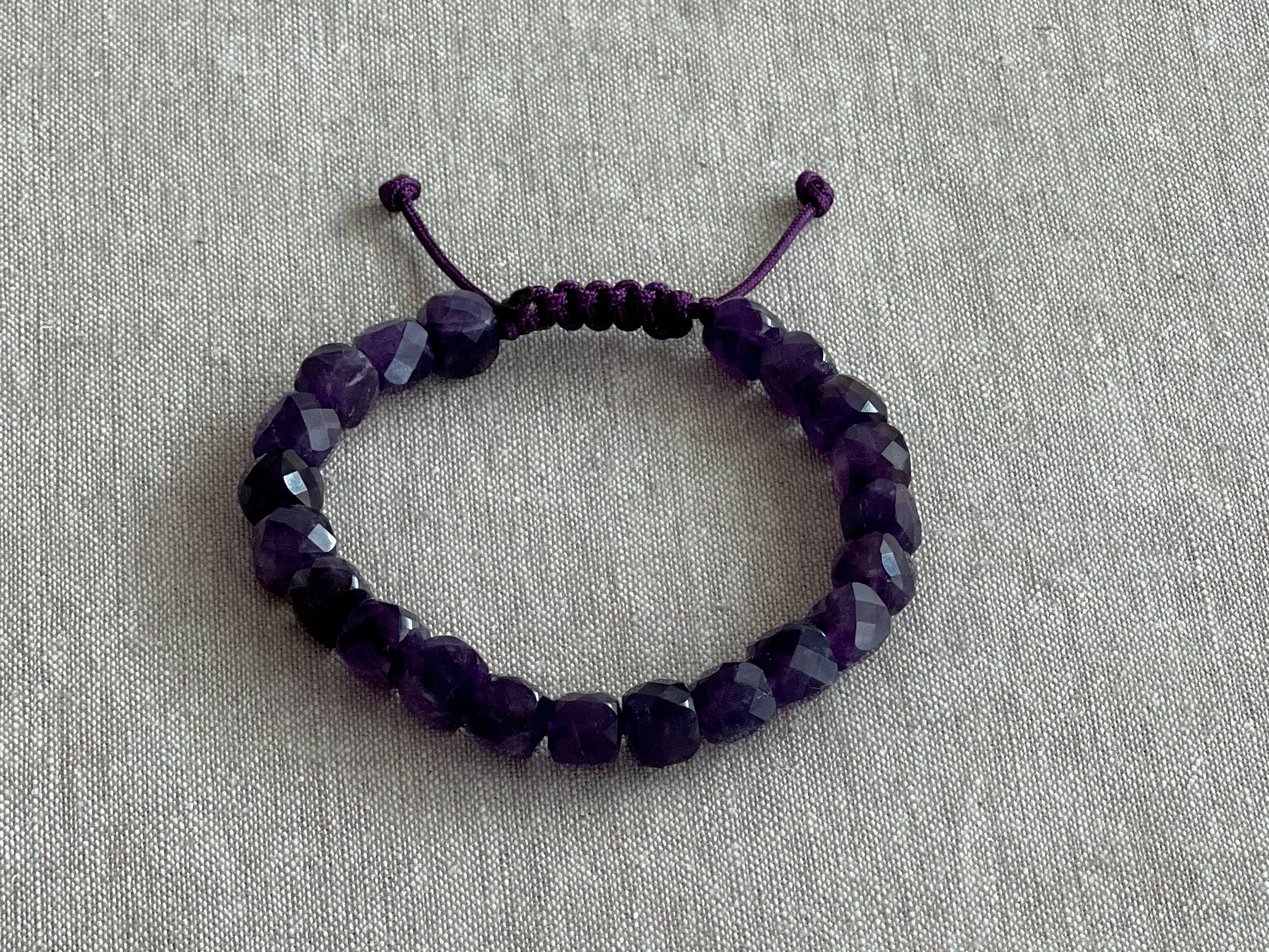 Men's Amethyst Adjustable Bracelet