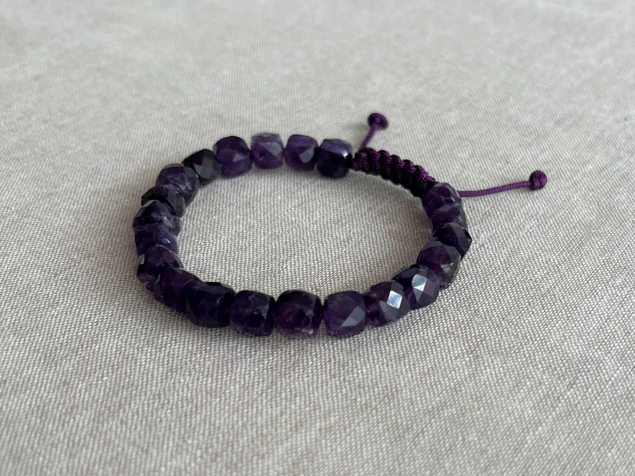 Men's Amethyst Adjustable Bracelet