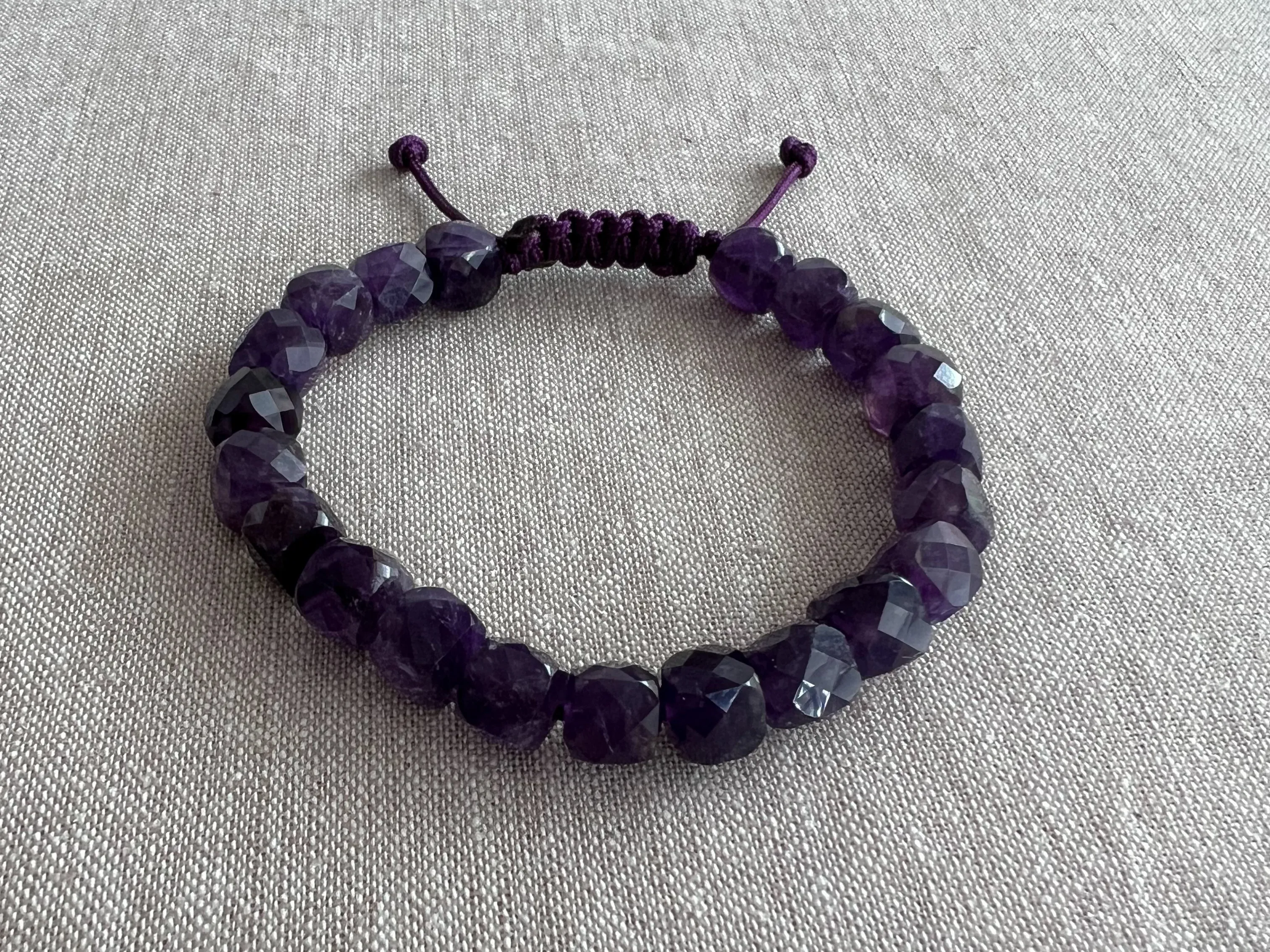 Men's Amethyst Adjustable Bracelet