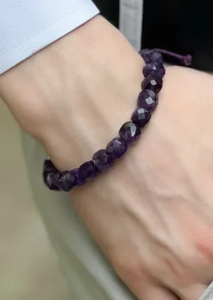 Men's Amethyst Adjustable Bracelet
