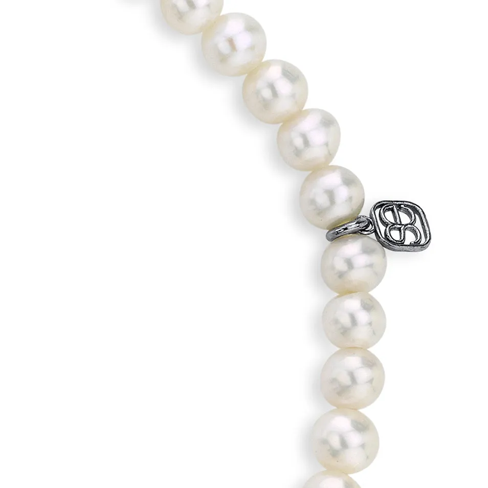 Men's Collection Black Rhodium & Diamond Mini Disc on Pearls