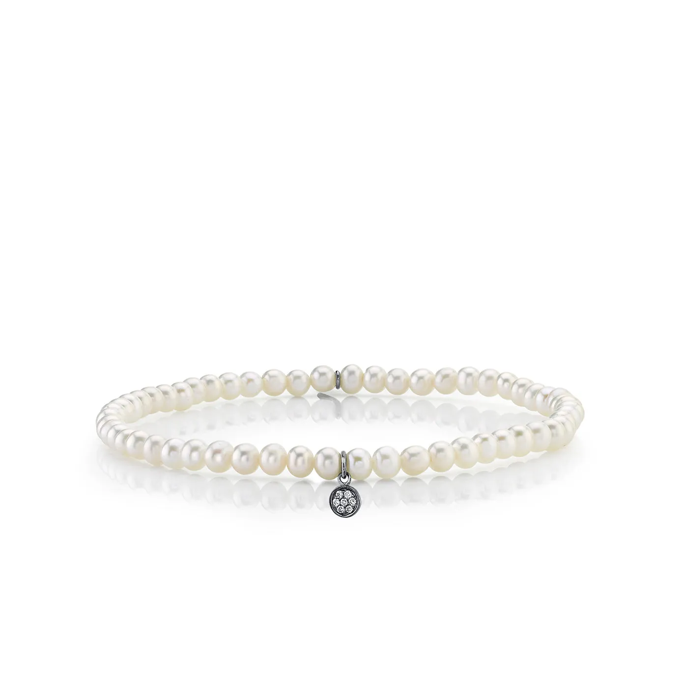Men's Collection Black Rhodium & Diamond Mini Disc on Pearls