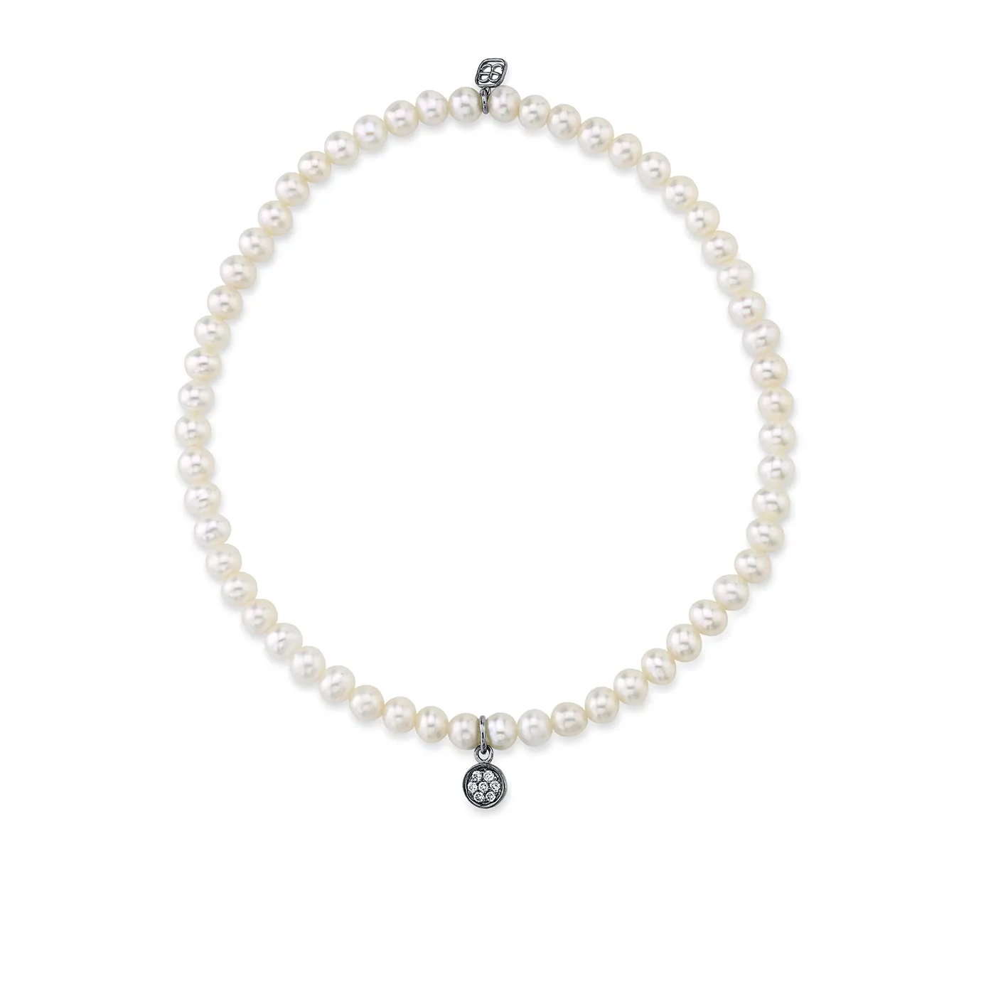 Men's Collection Black Rhodium & Diamond Mini Disc on Pearls
