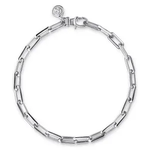 Men's Sterling Silver Elongated Chain Bracelet