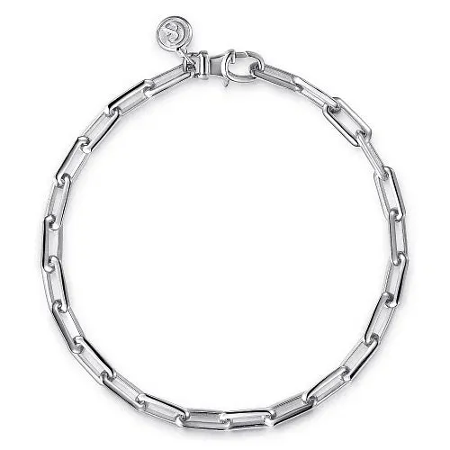 Men's Sterling Silver Elongated Chain Bracelet