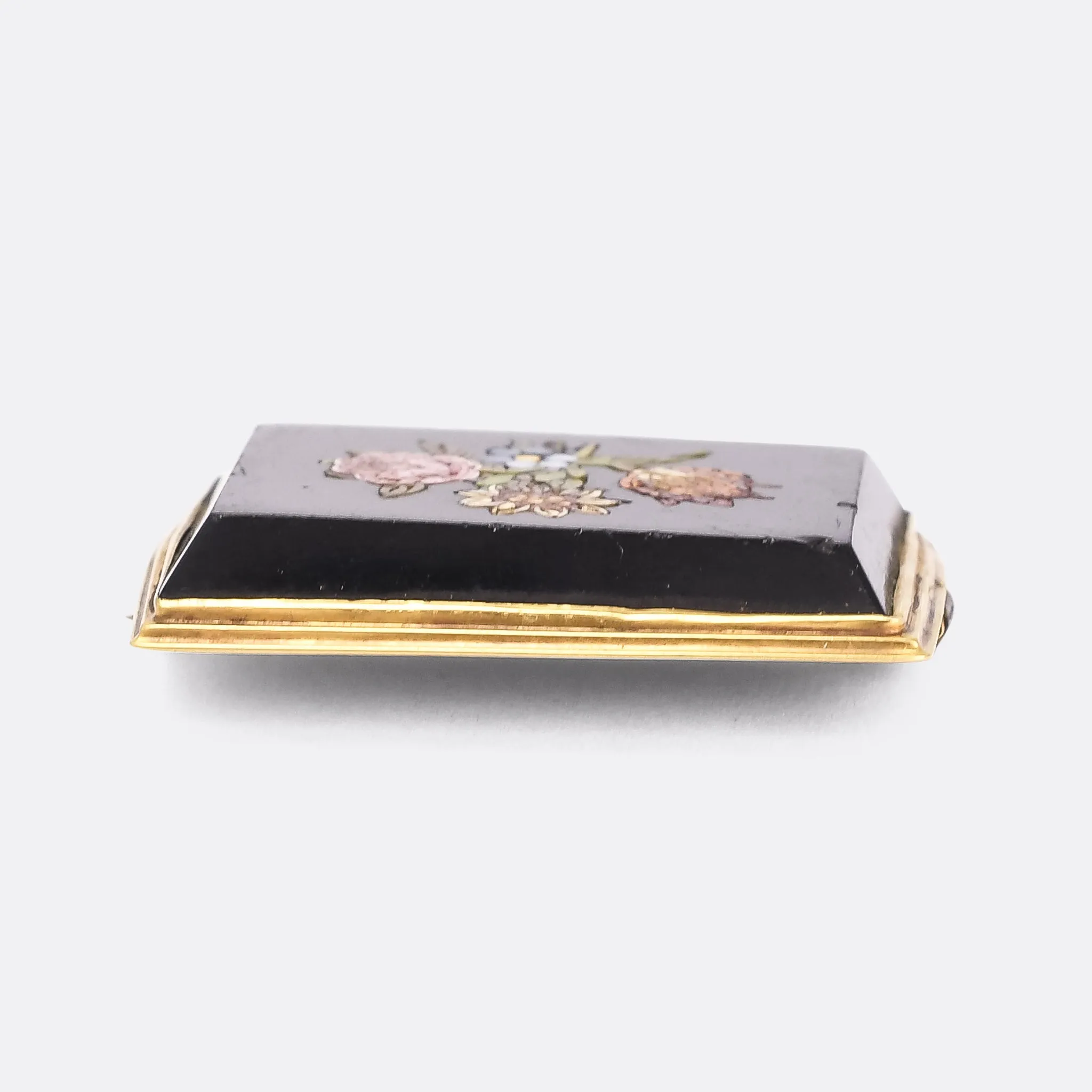 Mid-Victorian Language of Flowers Micromosaic Brooch