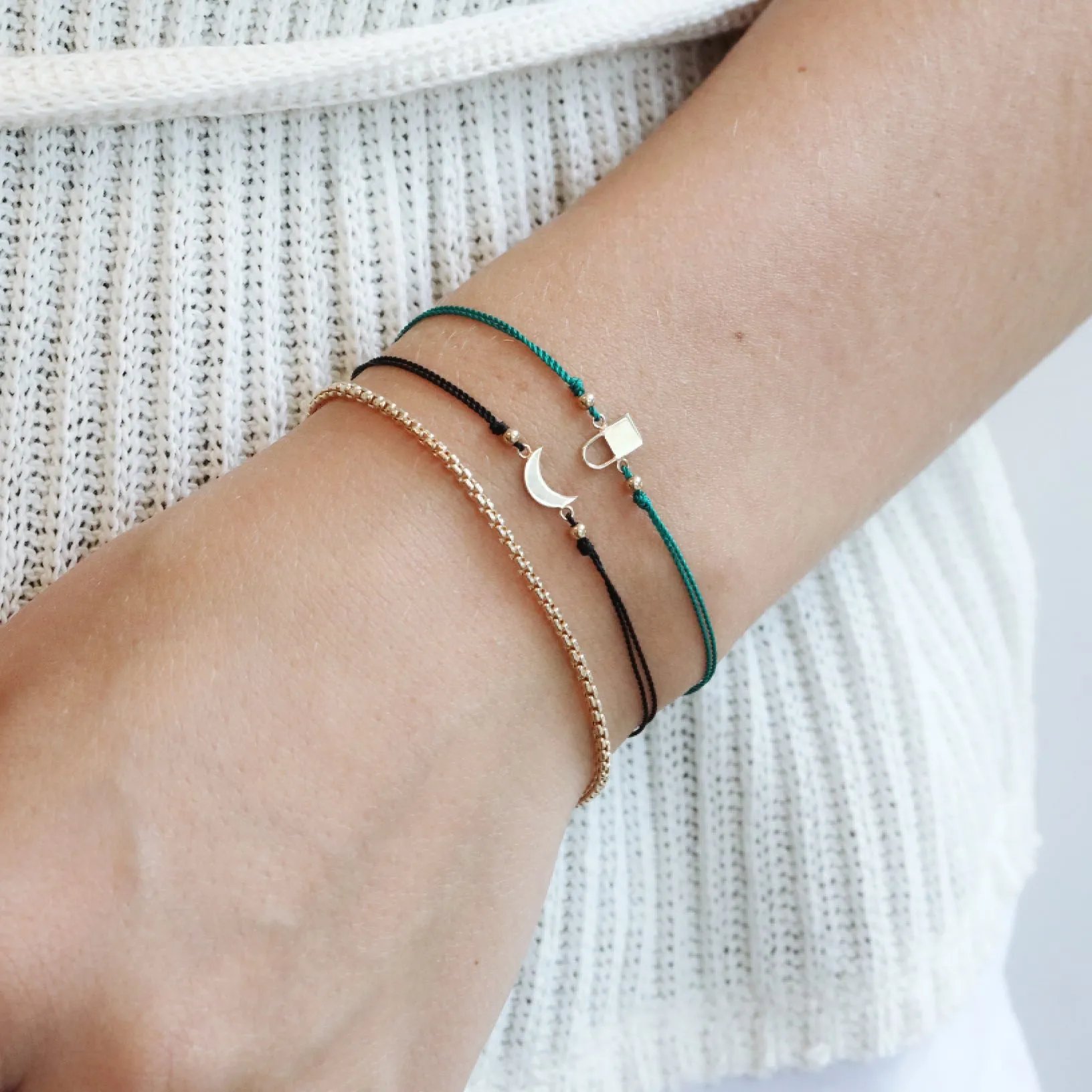 Midi Bitty 14K Gold Moon Cord Bracelet