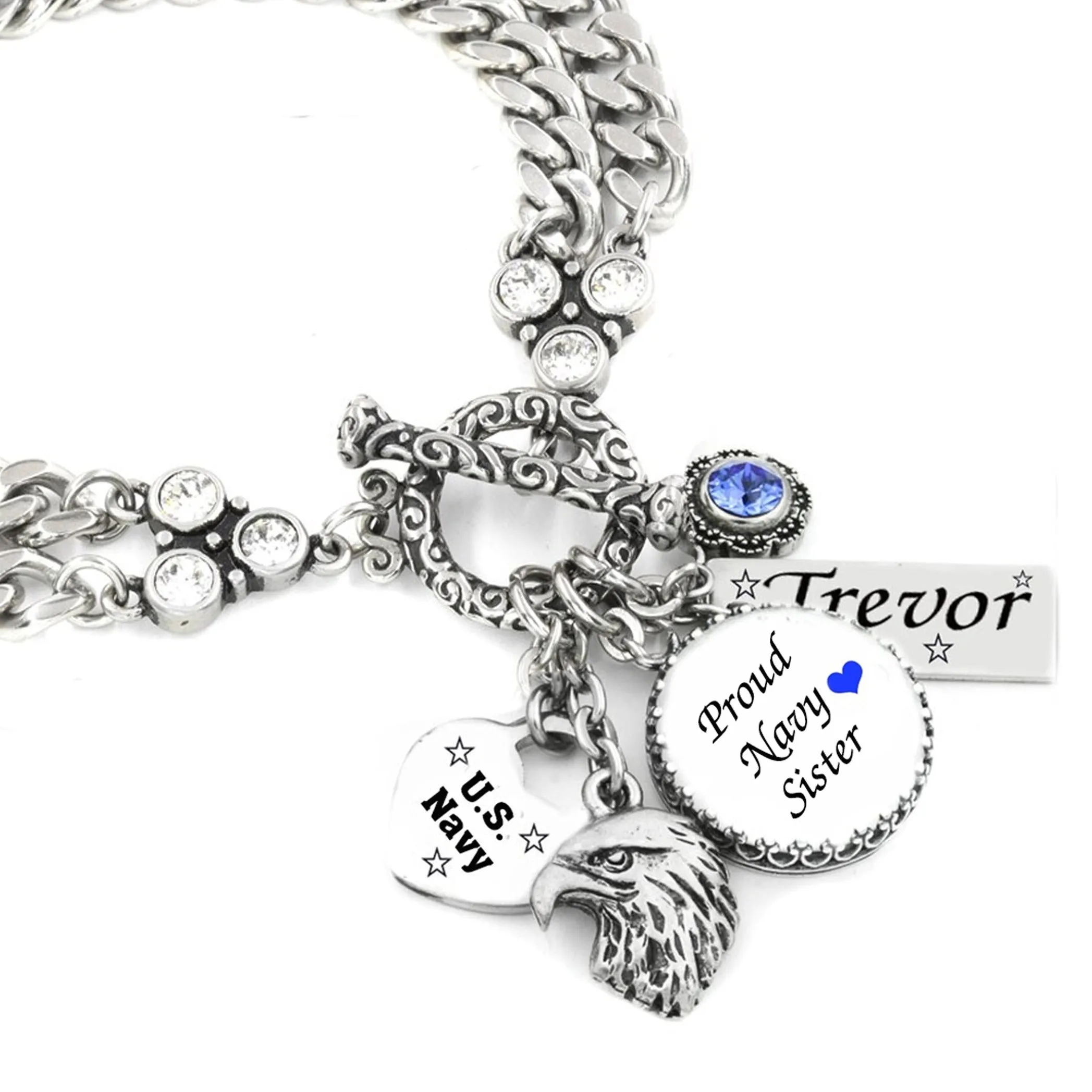 Military US Navy Sister Charm Bracelet